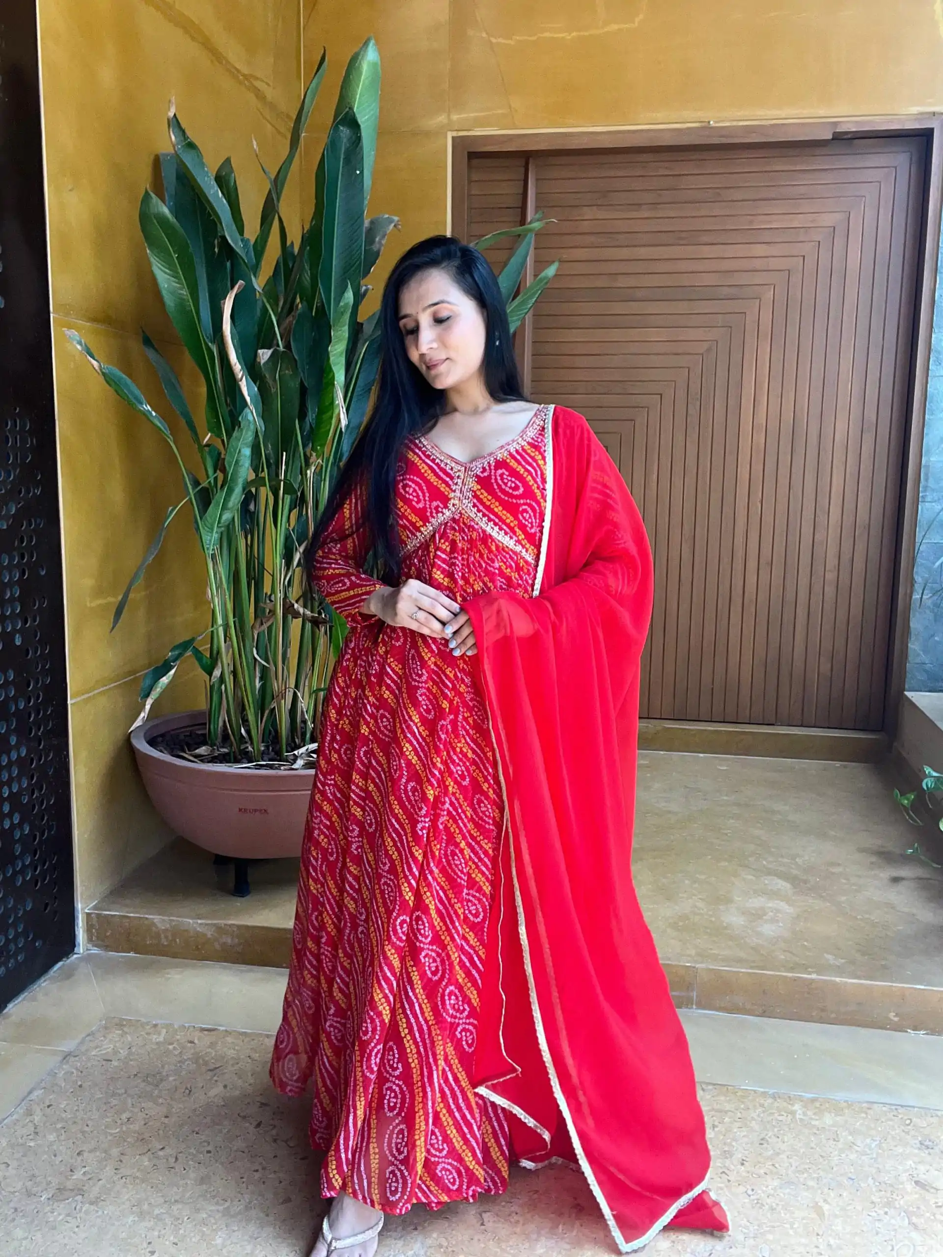   Ram 004 Red Color Pure Bandhini Embroidery Lace Work Gown Casual, Wedding, Party, Festive, Events Etc. Expected Delivery 4-6 Working Days @1899/- | Gowns, Bollywood Gowns, Creative Gowns, Designer Gowns, Embroidered Gowns, Party Wear Gowns