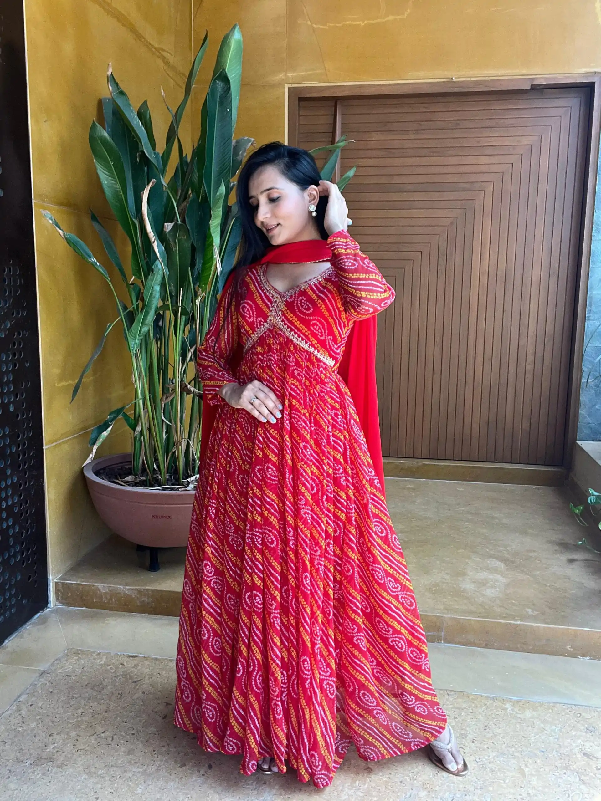   Ram 004 Red Color Pure Bandhini Embroidery Lace Work Gown Casual, Wedding, Party, Festive, Events Etc. Expected Delivery 4-6 Working Days @1899/- | Gowns, Bollywood Gowns, Creative Gowns, Designer Gowns, Embroidered Gowns, Party Wear Gowns