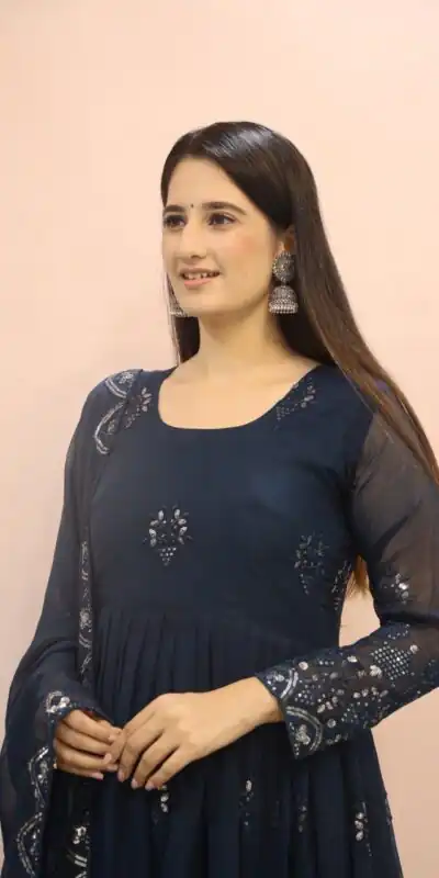 DC G55 Royal Blue Color Sequence Embroidery Georgette Gown Casual, Wedding, Party, Festive, Events Etc. Expected Delivery 4-6 Working Days @2099/- | Gowns, Bollywood Gowns, Creative Gowns, Designer Gowns, Embroidered Gowns, Party Wear Gowns