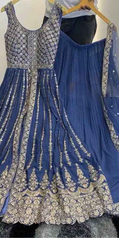 AD 171 Blue Color Georgette Embroidery Sequence Lehenga Choli Wedding, Party, Events Etc. Expected Delivery 4-6 Working Days 2449/- | Lehenga, Bollywood Lehenga, Creative Lehenga, Designer Lehenga, Embroidered Lehenga, Party Wear Lehenga