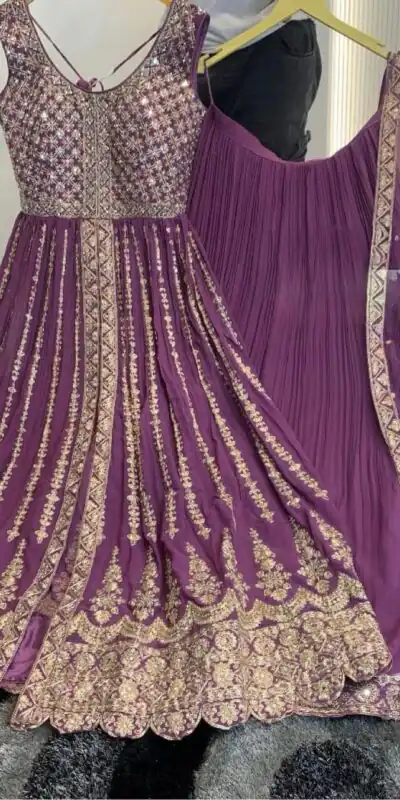 AD 171 Purple Color Georgette Embroidery Sequence Lehenga Choli Wedding, Party, Events Etc. Expected Delivery 4-6 Working Days 2449/- | Lehenga, Bollywood Lehenga, Creative Lehenga, Designer Lehenga, Embroidered Lehenga, Party Wear Lehenga