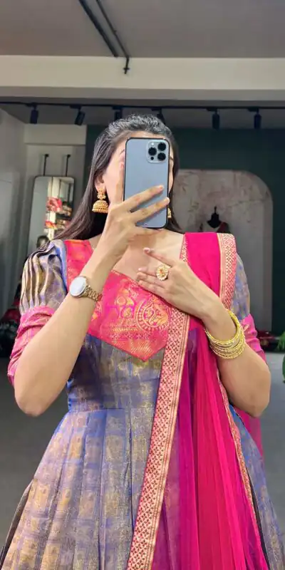 YNF 5307 Blue Color Kanjivaram Zari Weaving Work Gown Casual, Wedding, Festive, Events, Designer Party Wear, Delivery 4-6 Working Days @1849 | Gowns, Bollywood Gowns, Creative Gowns, Designer Gowns, Embroidered Gowns, Party Wear Gowns