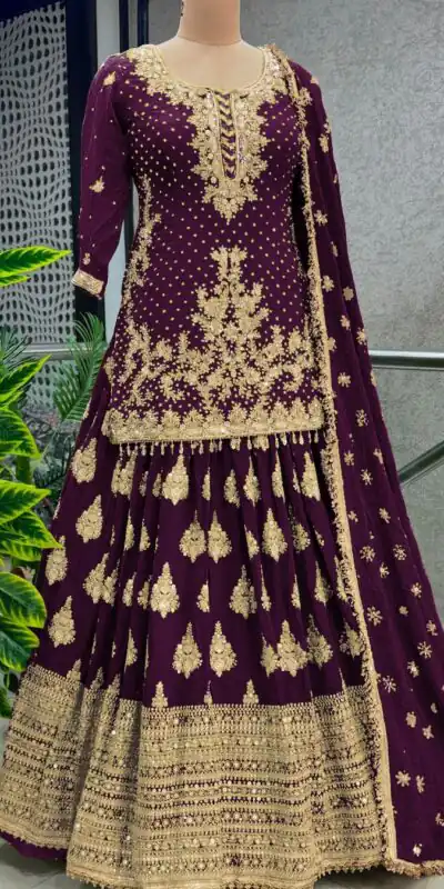 NSR 806 Wine Color Pure Chinnon Silk Embroidery Lehenga Choli Casual, Party Festive, Events Etc. Expected Delivery 4-6 Working Days @2199/- | Lehenga, Bollywood Lehenga, Creative Lehenga, Designer Lehenga, Embroidered Lehenga, Party Wear Lehenga, Straight Suits
