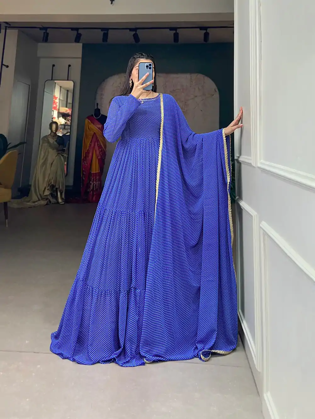 YNF 5006 Blue Color Georgette Printed Weaving Work Gown Casual, Wedding, Festive, Events, Designer Party Wear, Delivery 4-6 Working Days @1999 | Gowns, Bollywood Gowns, Creative Gowns, Designer Gowns, Embroidered Gowns, Party Wear Gowns