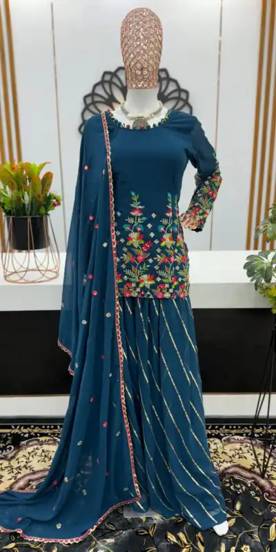 NSR 789 Blue Color Heavy Georgette Embroidery Salwar Suit Casual, Party Festive, Events Etc. Expected Delivery 4-6 Working Days @2099/ | Jump Suits, Salwar suit, Designer Suits, Casual Suits, Creative suits, Palazzo Suits, Party Wear Suits, Patiala Suits, Straight Suits