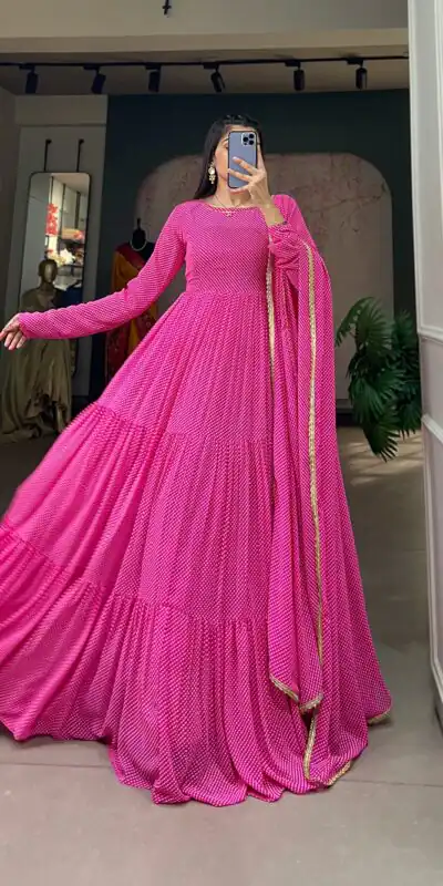 YNF 5006 Pink Color Georgette Printed Weaving Work Gown Casual, Wedding, Festive, Events, Designer Party Wear, Delivery 4-6 Working Days @1999 | Gowns, Bollywood Gowns, Creative Gowns, Designer Gowns, Embroidered Gowns, Party Wear Gowns