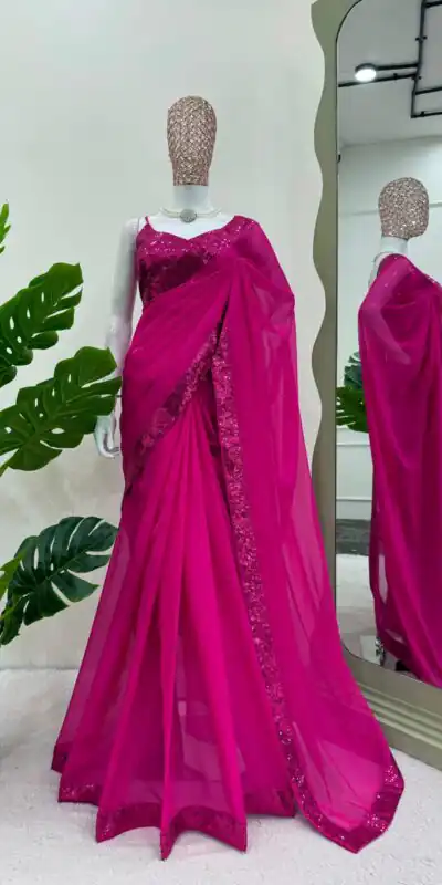 KD 503 Rani Pink Color Tabby Silk Sequence Beglory Silk Saree Casual, Party Wear, Wedding, Events Etc. Expected Delivery 4-6 Working Days @1999/- | Sarees, Bollywood Sarees, Creative Sarees, Designer Sarees, Embroidered Sarees, Ethnic Saree, Modern Digital sarees, Party Wear Sarees