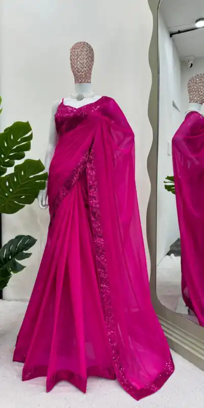 KD 503 Rani Pink Color Tabby Silk Sequence Beglory Silk Saree Casual, Party Wear, Wedding, Events Etc. Expected Delivery 4-6 Working Days @1999/- | Sarees, Bollywood Sarees, Creative Sarees, Designer Sarees, Embroidered Sarees, Ethnic Saree, Modern Digital sarees, Party Wear Sarees