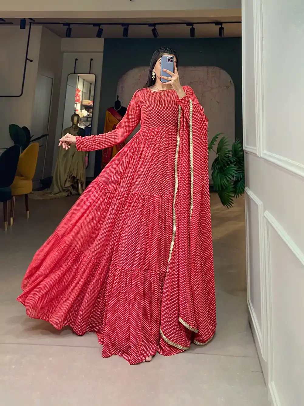YNF 5006 Red Color Georgette Printed Weaving Work Gown Casual, Wedding, Festive, Events, Designer Party Wear, Delivery 4-6 Working Days @1999 | Gowns, Bollywood Gowns, Creative Gowns, Designer Gowns, Embroidered Gowns, Party Wear Gowns
