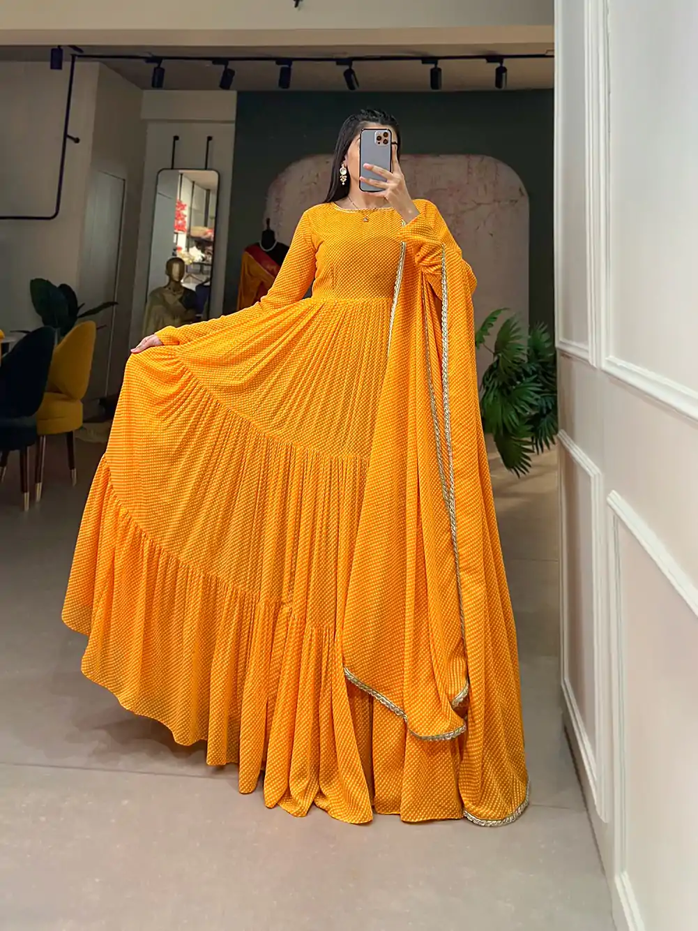 YNF 5006 Yellow Color Georgette Printed Weaving Work Gown Casual, Wedding, Festive, Events, Designer Party Wear, Delivery 4-6 Working Days @1999 | Gowns, Bollywood Gowns, Creative Gowns, Designer Gowns, Embroidered Gowns, Party Wear Gowns