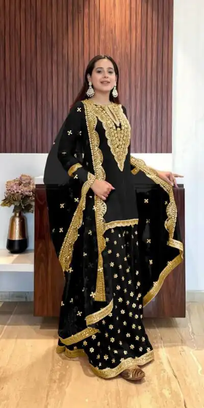 NSR 784 Black Color Georgette Embroidery Sequence Mirror Hand Work Salwar Suit Casual, Party Festive, Events Etc. Expected Delivery 4-6 Working Days @2050/ | Jump Suits, Salwar suit, Designer Suits, Casual Suits, Creative suits, Palazzo Suits, Party Wear Suits, Patiala Suits, Straight Suits