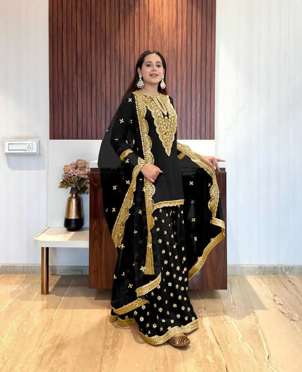 NSR 784 Black Color Georgette Embroidery Sequence Mirror Hand Work Salwar Suit Casual, Party Festive, Events Etc. Expected Delivery 4-6 Working Days @2050/ | Jump Suits, Salwar suit, Designer Suits, Casual Suits, Creative suits, Palazzo Suits, Party Wear Suits, Patiala Suits, Straight Suits