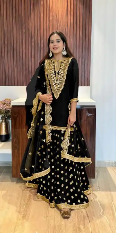 NSR 784 Black Color Georgette Embroidery Sequence Mirror Hand Work Salwar Suit Casual, Party Festive, Events Etc. Expected Delivery 4-6 Working Days @2050/ | Jump Suits, Salwar suit, Designer Suits, Casual Suits, Creative suits, Palazzo Suits, Party Wear Suits, Patiala Suits, Straight Suits