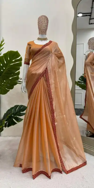 KD 501 Coral Color Burberry Silk Thread Sequence Saree Casual, Party Wear, Wedding, Events Etc. Expected Delivery 4-6 Working Days @1899/- | Sarees, Bollywood Sarees, Creative Sarees, Designer Sarees, Embroidered Sarees, Ethnic Saree, Modern Digital sarees, Party Wear Sarees