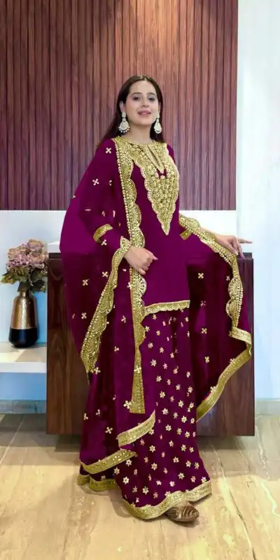 NSR 784 Purple Color Georgette Embroidery Sequence Mirror Hand Work Salwar Suit Casual, Party Festive, Events Etc. Expected Delivery 4-6 Working Days @2050/ | Jump Suits, Salwar suit, Designer Suits, Casual Suits, Creative suits, Palazzo Suits, Party Wear Suits, Patiala Suits, Straight Suits