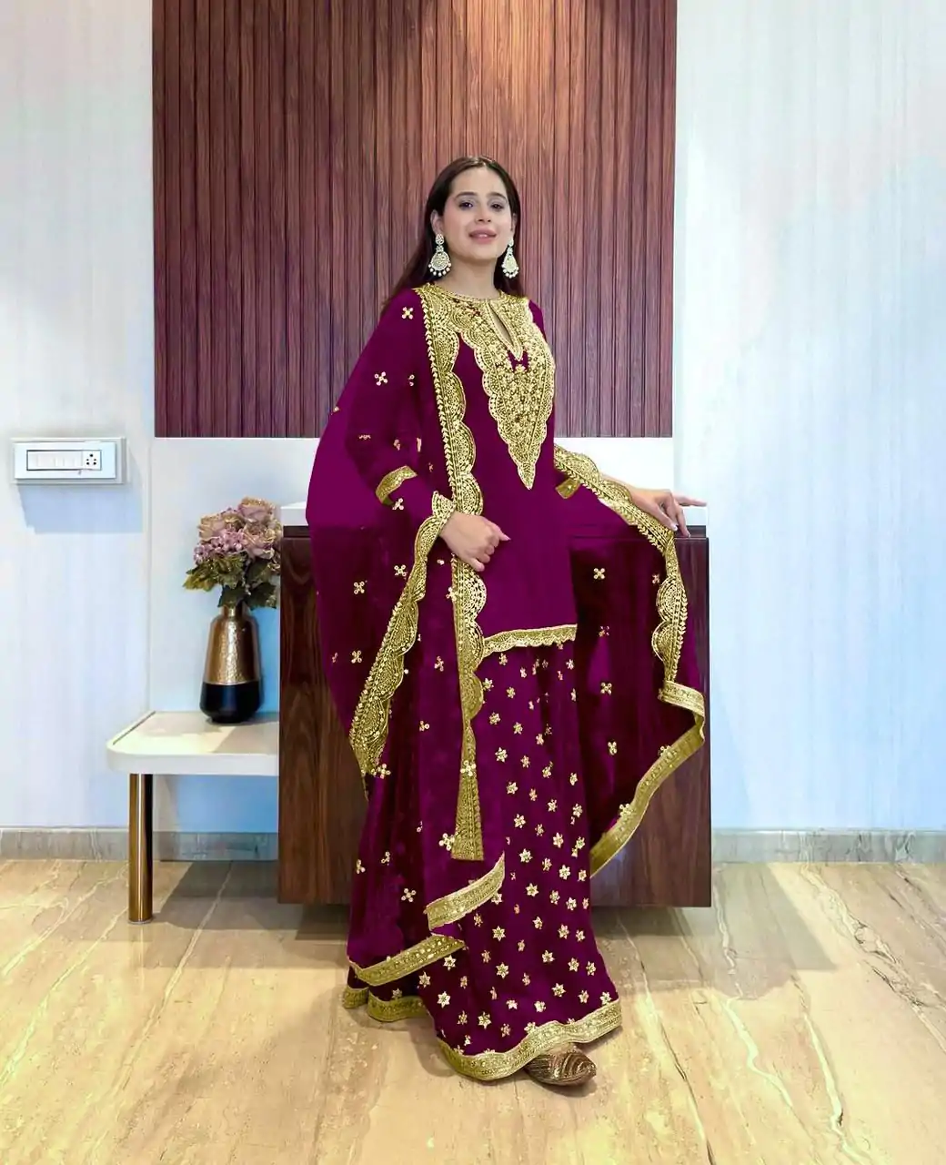 NSR 784 Purple Color Georgette Embroidery Sequence Mirror Hand Work Salwar Suit Casual, Party Festive, Events Etc. Expected Delivery 4-6 Working Days @2050/ | Jump Suits, Salwar suit, Designer Suits, Casual Suits, Creative suits, Palazzo Suits, Party Wear Suits, Patiala Suits, Straight Suits