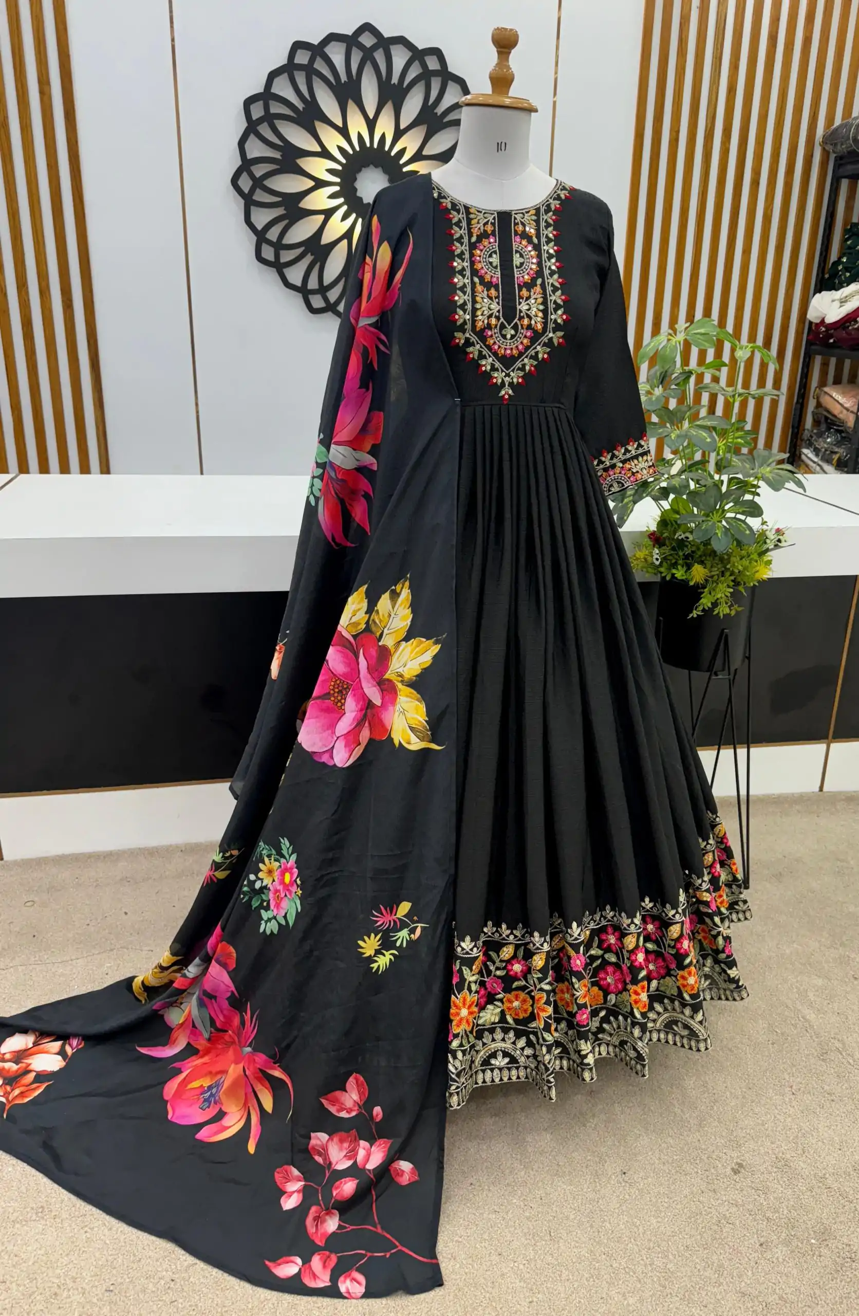 ZF 385 Black Color Chinon Silk Embroidery Sequence Gonw Casual, Wedding, Party, Festive, Events Etc. Expected Delivery 4-6 Working Days @2099/- | Gowns, Bollywood Gowns, Creative Gowns, Designer Gowns, Embroidered Gowns, Party Wear Gowns