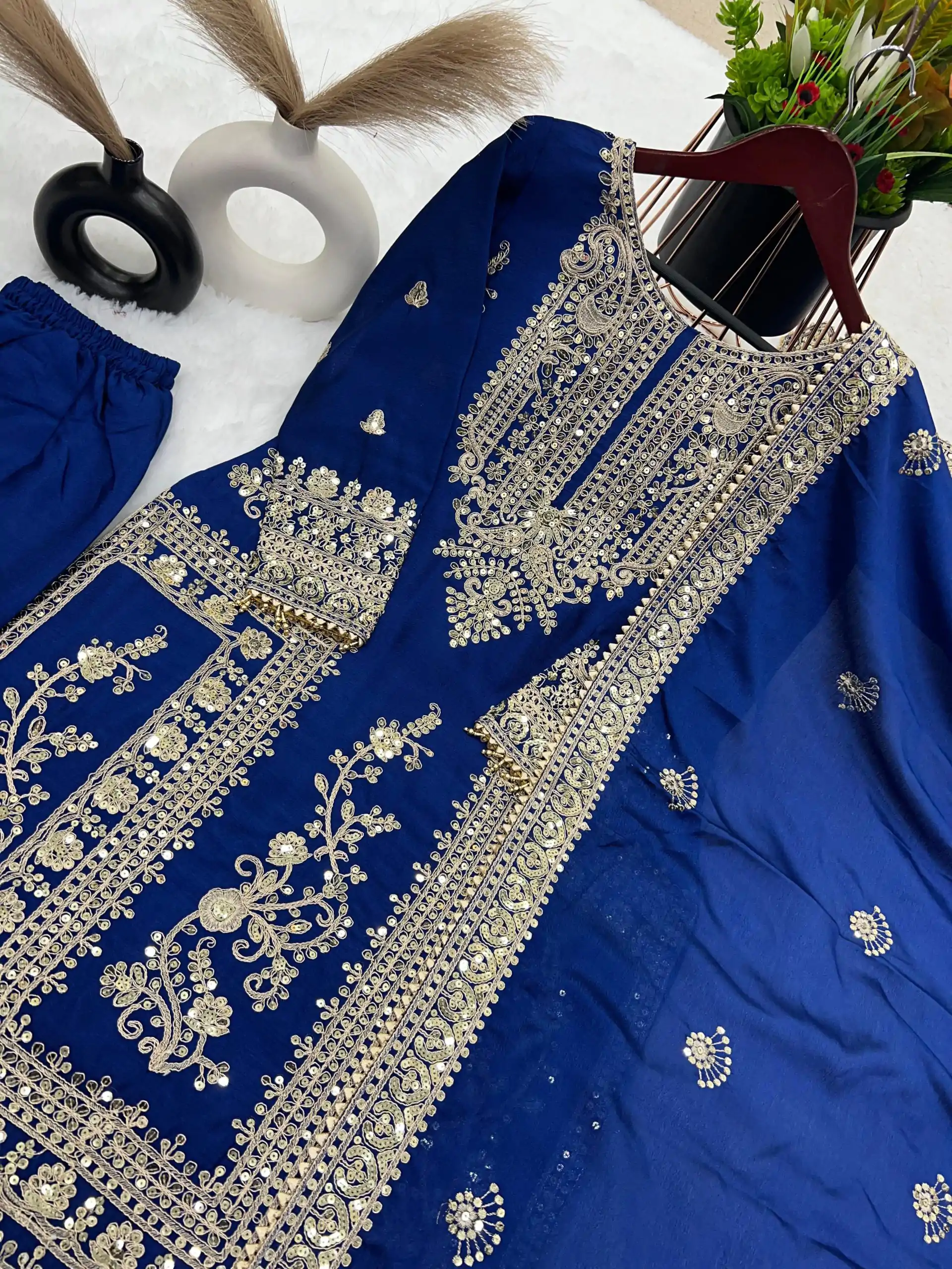 SRK 5146 Blue Color Pure Chinnon Silk Embroidery Coding Dori Salwar Suit Wedding, Party, Festive, Events Expected Delivery 4-6 Working Days @ 2199/- | Jump Suits, Salwar suit, Designer Suits, Casual Suits, Creative suits, Palazzo Suits, Party Wear Suits, Patiala Suits, Straight Suits