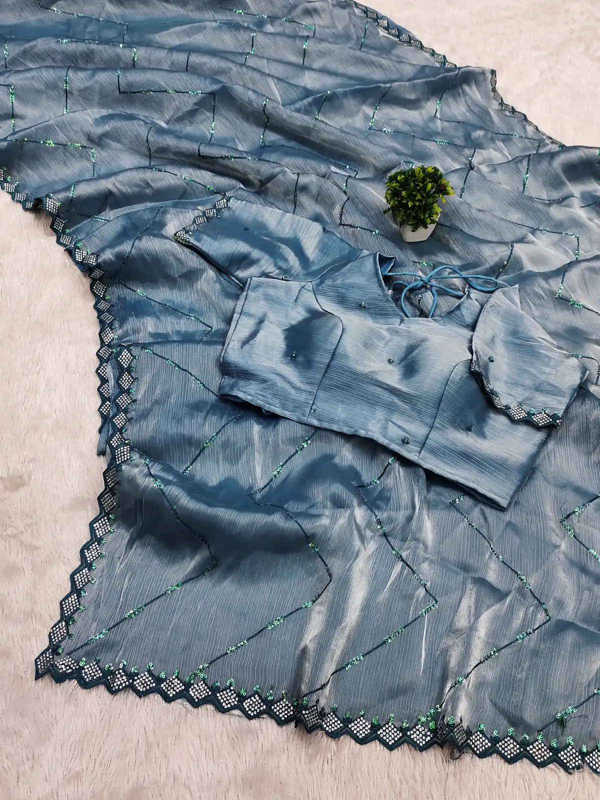 MB 3282 Blue Color Jimmy Cho Embellished Sequins Saree Casual, Wedding, Party, Festival, Events, Etc. Expected Delivery 4-6 Working Days @2100/- | Sarees, Bollywood Sarees, Creative Sarees, Designer Sarees, Embroidered Sarees, Ethnic Saree, Modern Digital sarees, Party Wear Sarees