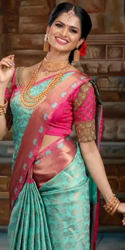 KP 4090 Firozi Color Soft Lichi Silk Jacquard On All Over Saree Casual, Party Wear, Wedding, Events Etc. Expected Delivery 4-6 Working Days @1499/- | Sarees, Bollywood Sarees, Creative Sarees, Designer Sarees, Embroidered Sarees, Ethnic Saree, Modern Digital sarees, Party Wear Sarees