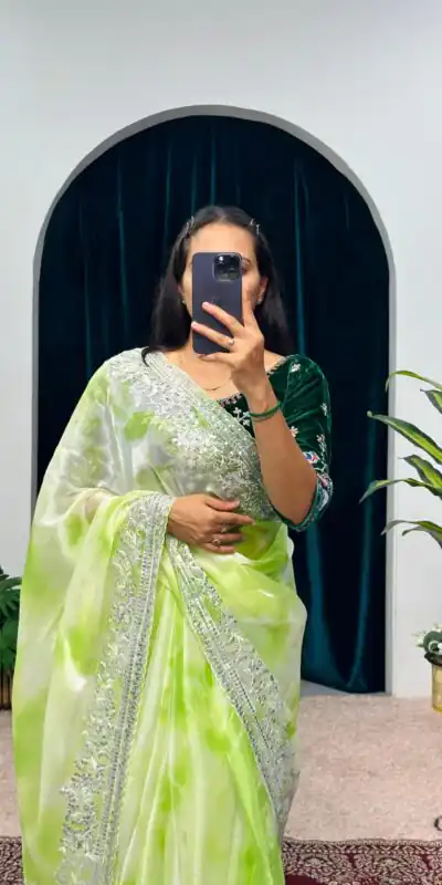 ST 480 Green Color Burberry Blooming Embroidery Zari Saree Casual, Wedding, Party, Festive, Events Etc. Expected Delivery 4-6 Working Days @2449/- | Sarees, Bollywood Sarees, Creative Sarees, Designer Sarees, Embroidered Sarees, Ethnic Saree, Modern Digital sarees, Party Wear Sarees
