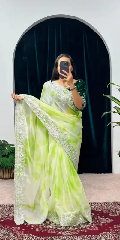 ST 480 Green Color Burberry Blooming Embroidery Zari Saree Casual, Wedding, Party, Festive, Events Etc. Expected Delivery 4-6 Working Days @2449/- | Sarees, Bollywood Sarees, Creative Sarees, Designer Sarees, Embroidered Sarees, Ethnic Saree, Modern Digital sarees, Party Wear Sarees