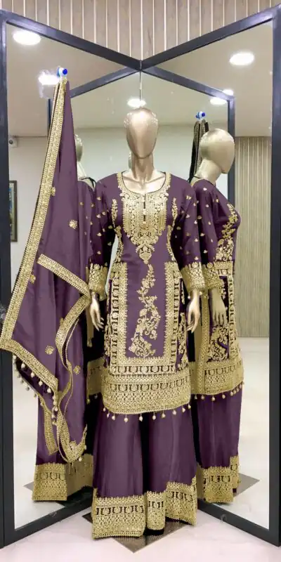 SRK 5146 Light Purple Color Pure Chinnon Silk Embroidery Coding Dori Salwar Suit Wedding, Party, Festive, Events Expected Delivery 4-6 Working Days @ 2199/- | Jump Suits, Salwar suit, Designer Suits, Casual Suits, Creative suits, Palazzo Suits, Party Wear Suits, Patiala Suits, Straight Suits