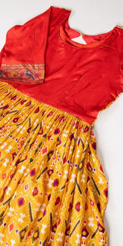YNF 5028 Mustard Color Dola Silk Patola Paithani Printed Gown Casual, Wedding, Festive, Events, Designer Party Wear, Delivery 4-6 Working Days @1699 | Gowns, Bollywood Gowns, Creative Gowns, Designer Gowns, Embroidered Gowns, Party Wear Gowns