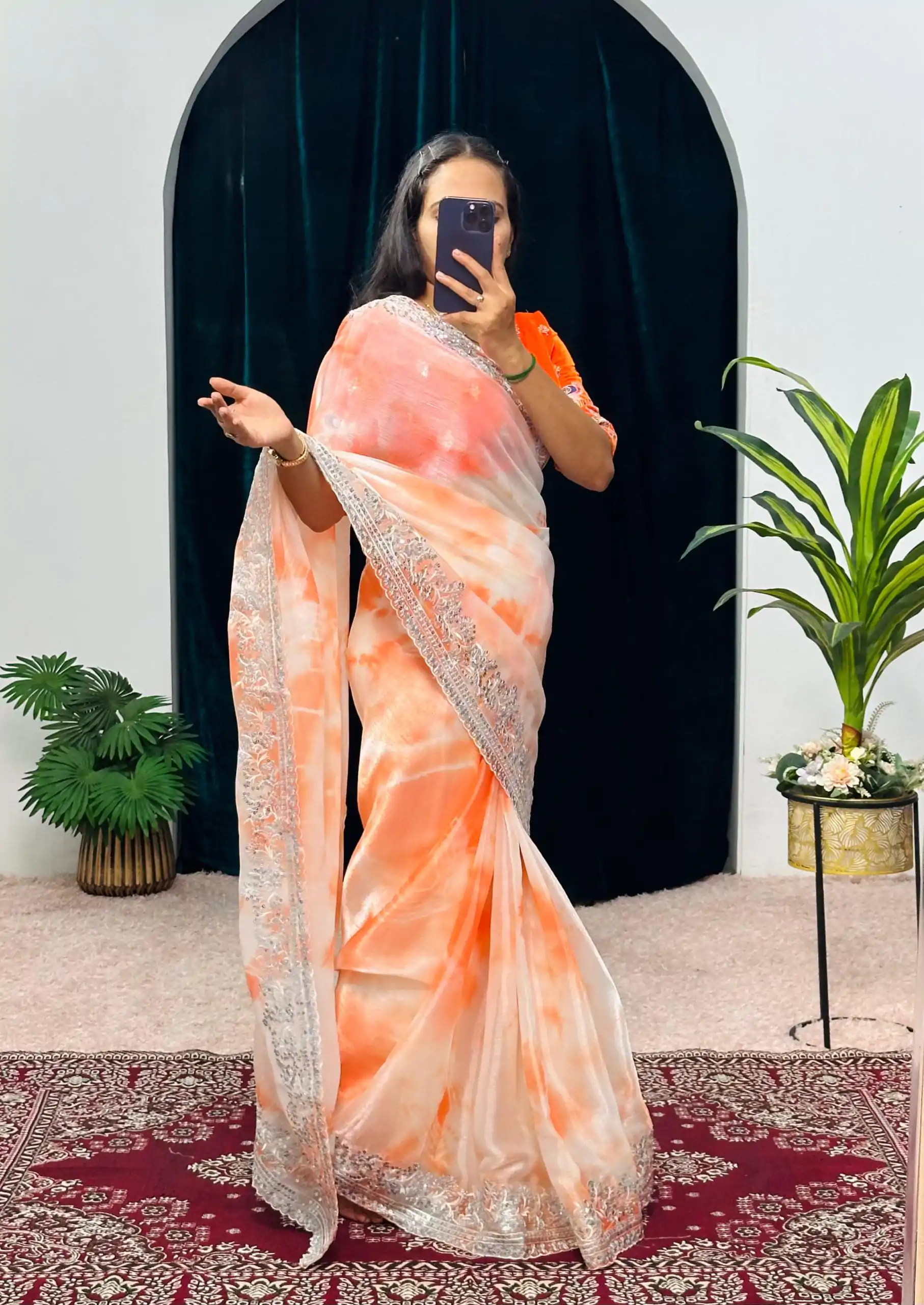 ST 480 Orange Color Burberry Blooming Embroidery Zari Saree Casual, Wedding, Party, Festive, Events Etc. Expected Delivery 4-6 Working Days @2449/- | Sarees, Bollywood Sarees, Creative Sarees, Designer Sarees, Embroidered Sarees, Ethnic Saree, Modern Digital sarees, Party Wear Sarees