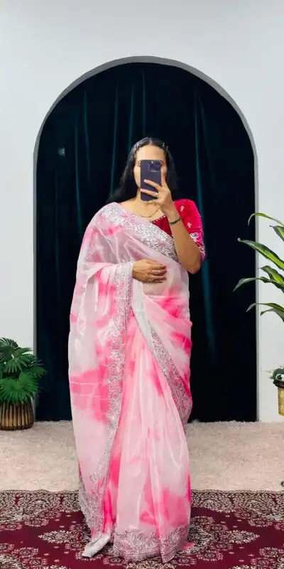 ST 480 Pink Color Burberry Blooming Embroidery Zari Saree Casual, Wedding, Party, Festive, Events Etc. Expected Delivery 4-6 Working Days @2449/- | Sarees, Bollywood Sarees, Creative Sarees, Designer Sarees, Embroidered Sarees, Ethnic Saree, Modern Digital sarees, Party Wear Sarees