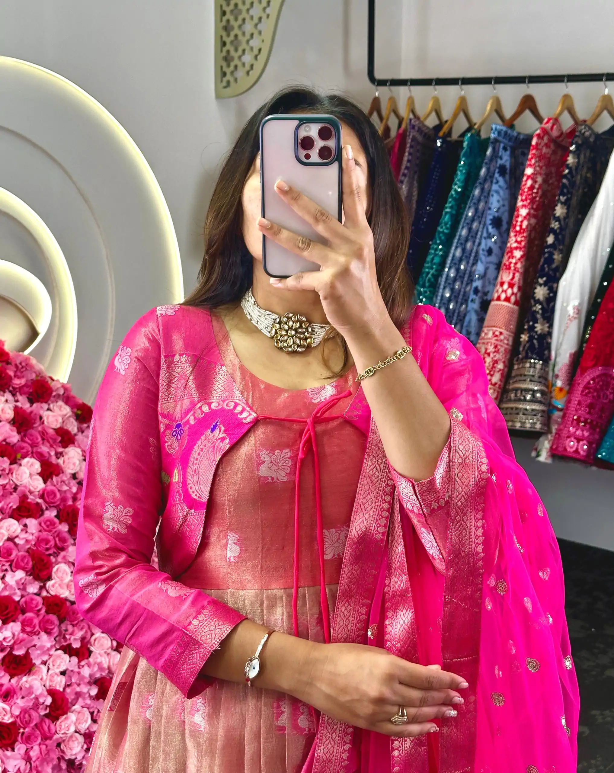 KD 8074 Pink Color Kota Silk Weaving Jacquard With Koti Gown Casual, Party, Wedding, Festive, Events Etc. Expected Delivery 4-6 Working Days @2099/- Only | Gowns, Bollywood Gowns, Creative Gowns, Designer Gowns, Embroidered Gowns, Party Wear Gowns
