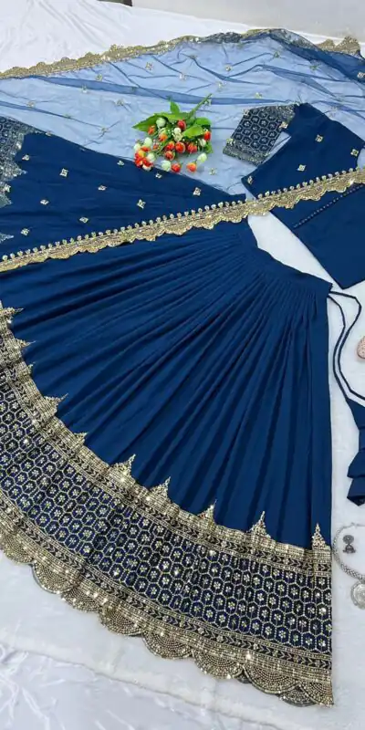 ZF 204 Royal Blue Color Faux Georgette Heavy Embroidery Sequence Work Lehenga Choli Wedding, Party, Events Etc. Expected Delivery 4-6 Working Days 1899/- | Lehenga, Bollywood Lehenga, Creative Lehenga, Designer Lehenga, Embroidered Lehenga, Party Wear Lehenga