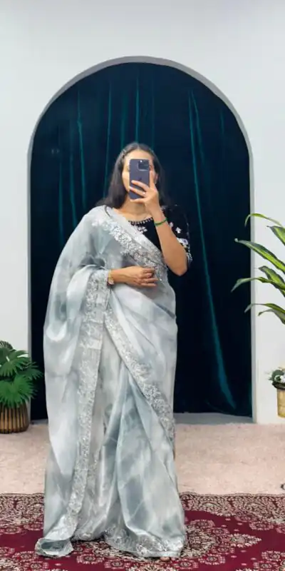 ST 480 White Color Burberry Blooming Embroidery Zari Saree Casual, Wedding, Party, Festive, Events Etc. Expected Delivery 4-6 Working Days @2449/- | Sarees, Bollywood Sarees, Creative Sarees, Designer Sarees, Embroidered Sarees, Ethnic Saree, Modern Digital sarees, Party Wear Sarees