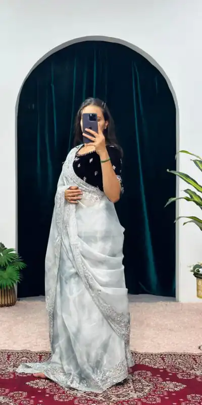 ST 480 White Color Burberry Blooming Embroidery Zari Saree Casual, Wedding, Party, Festive, Events Etc. Expected Delivery 4-6 Working Days @2449/- | Sarees, Bollywood Sarees, Creative Sarees, Designer Sarees, Embroidered Sarees, Ethnic Saree, Modern Digital sarees, Party Wear Sarees