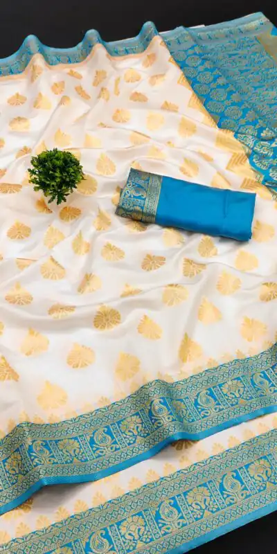 MB™️3271 White Color Soft Kanjivaram Pattu Jacquard Silk Work Saree Casual, Wedding, Party, Festival, Events, Expected Delivery 4-6 Working Days @1499/- | Sarees, Bollywood Sarees, Creative Sarees, Designer Sarees, Embroidered Sarees, Ethnic Saree, Modern Digital sarees, Party Wear Sarees