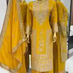 SRK 5146 Yellow Color Pure Chinnon Silk Embroidery Coding Dori Salwar Suit Wedding, Party, Festive, Events Expected Delivery 4-6 Working Days @ 2199/- | Jump Suits, Salwar suit, Designer Suits, Casual Suits, Creative suits, Palazzo Suits, Party Wear Suits, Patiala Suits, Straight Suits