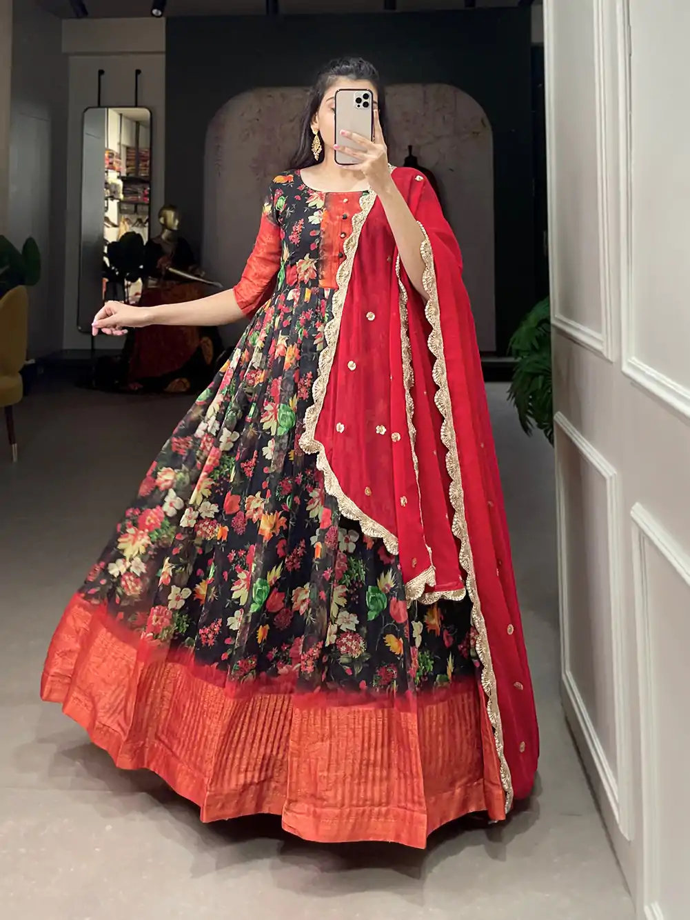 YNF 5022 Black Color Soft Chanderi Printed Weaving Work Gown Casual, Wedding, Festive, Events, Designer Party Wear, Delivery 4-6 Working Days @1899 | Gowns, Bollywood Gowns, Creative Gowns, Designer Gowns, Embroidered Gowns, Party Wear Gowns