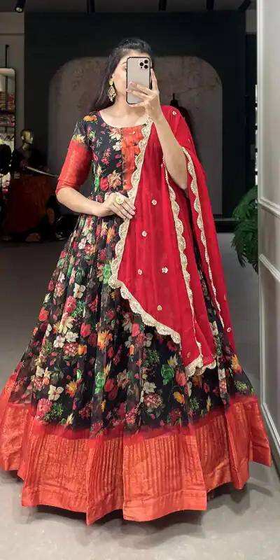 YNF 5022 Black Color Soft Chanderi Printed Weaving Work Gown Casual, Wedding, Festive, Events, Designer Party Wear, Delivery 4-6 Working Days @1899 | Gowns, Bollywood Gowns, Creative Gowns, Designer Gowns, Embroidered Gowns, Party Wear Gowns