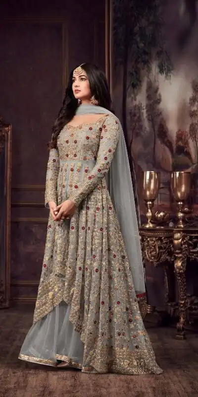 FC 5608 Cement Color Heavy Net Embroidery Sequence Salwar Suit Wedding, Party, Festive events, etc. Expected Delivery 4-6 Working Days @3199/- | Jump Suits, Salwar suit, Designer Suits, Casual Suits, Creative suits, Palazzo Suits, Party Wear Suits, Patiala Suits, Straight Suits