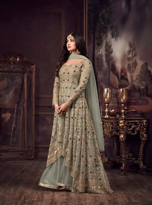 FC 5608 Pista Color Heavy Net Embroidery Sequence Salwar Suit Wedding, Party, Festive events, etc. Expected Delivery 4-6 Working Days @3199/- | Jump Suits, Salwar suit, Designer Suits, Casual Suits, Creative suits, Palazzo Suits, Party Wear Suits, Patiala Suits, Straight Suits