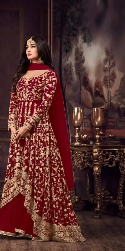 FC 5608 Red Color Heavy Net Embroidery Sequence Salwar Suit Wedding, Party, Festive events, etc. Expected Delivery 4-6 Working Days @3199/- | Jump Suits, Salwar suit, Designer Suits, Casual Suits, Creative suits, Palazzo Suits, Party Wear Suits, Patiala Suits, Straight Suits