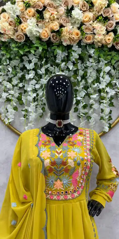 RTC 5541 Yellow Color Georgette Embroidery Real Mirror Salwar Suit Wedding, Party, Festive, Events Etc. Expected Delivery 4-6 Working Days @1599/- | Jump Suits, Salwar suit, Designer Suits, Casual Suits, Creative suits, Palazzo Suits, Party Wear Suits, Patiala Suits, Straight Suits