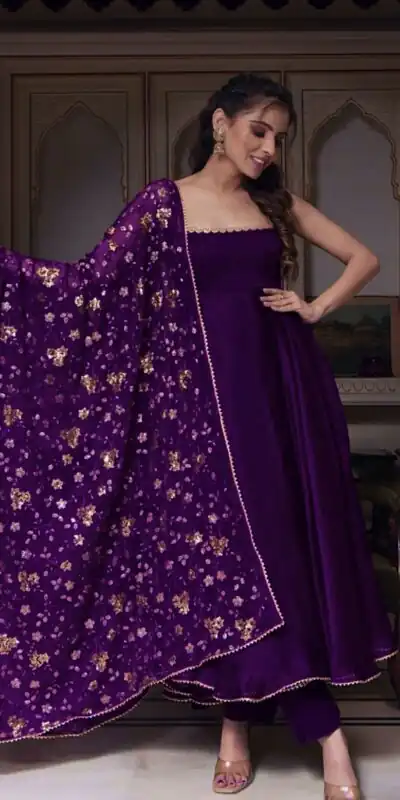 SRK 5128 Violet Color Heavy Faux Georgette With Fully Flair Salwar Suit Wedding, Party, Festive, Events Expected Delivery 4-6 Working Days @ 1899/- | Jump Suits, Salwar suit, Designer Suits, Casual Suits, Creative suits, Palazzo Suits, Party Wear Suits, Patiala Suits, Straight Suits