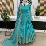 ZF 359 Blue Color Georgette Embroidery Sequence Work Gown Casual, Wedding, Party, Festive, Events Etc. Expected Delivery 4-6 Working Days @1999/- | Gowns, Bollywood Gowns, Creative Gowns, Designer Gowns, Embroidered Gowns, Party Wear Gowns