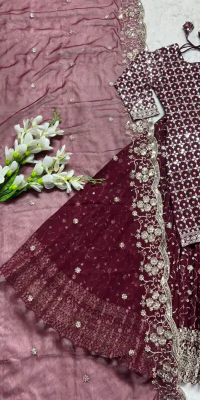 MF 418 Maroon Color Sequence Multi Needle Work Lehenga Choli Wedding, Party, Festive, Events Etc. Expected 4-6 Working Days @2199/- | Salwar suit, Designer Suits, Casual Suits, Creative suits, Palazzo Suits, Party Wear Suits, Patiala Suits, Straight Suits