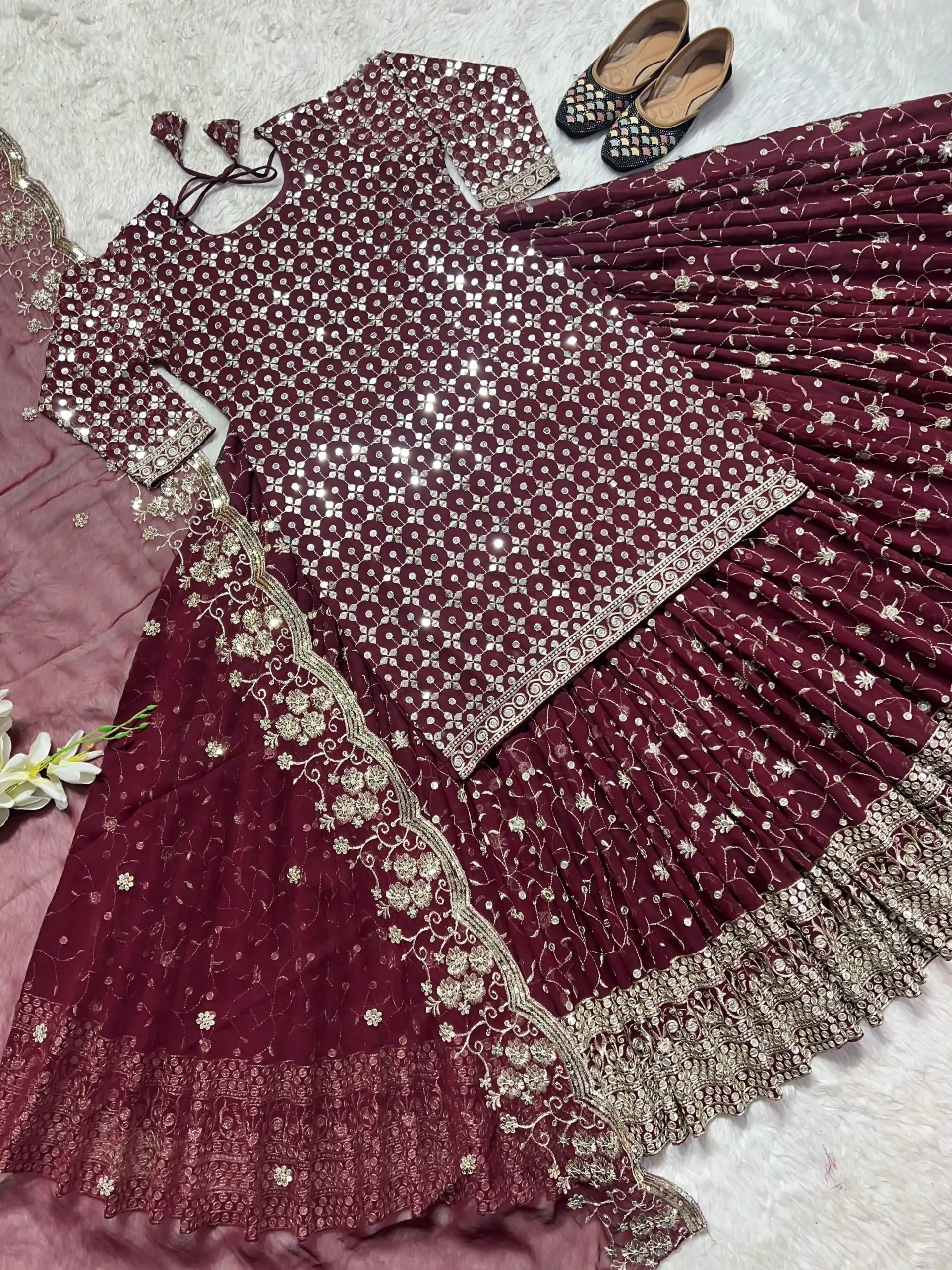 MF 418 Maroon Color Sequence Multi Needle Work Lehenga Choli Wedding, Party, Festive, Events Etc. Expected 4-6 Working Days @2199/- | Salwar suit, Designer Suits, Casual Suits, Creative suits, Palazzo Suits, Party Wear Suits, Patiala Suits, Straight Suits