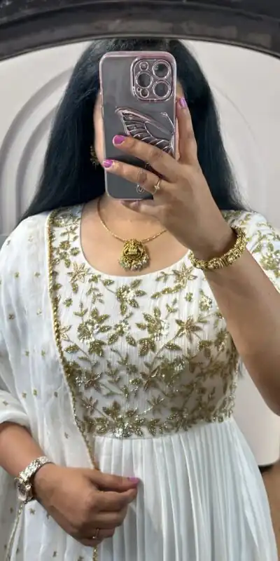 RTC 5725 White Color Chinon Silk Thread Sequence Anarkali Suit Casual, Wedding, Party, Festive, Events. Expected Delivery 4-6 Working Days @1849/- | Anarkali Suits, Bollywood Anarkali, Creative-Anarkali, Designer Anarkali, Embroidered Anarkali, Party Wear Anarkali