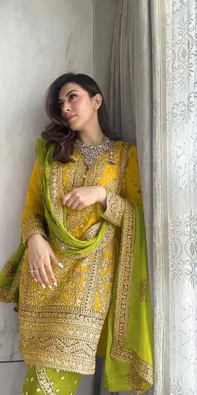 SSR 447 Yellow Color Georgette Embroidery Salwar Suit Wedding, Party, Festive, Events Expected Delivery 4-6 Working Days @ 2249/- Only | Salwar suit, Designer Suits, Casual Suits, Creative suits, Party Wear Suits, Straight Suits