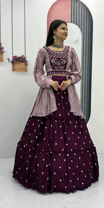 PC 419 Purple Color Chinon Real Handwork Lehenga Choli Casual, Party Wear, Events, Festivals Wear Expected Delivery 4-6 Working Days @2629/- | Lehenga, Bollywood Lehenga, Creative Lehenga, Designer Lehenga, Embroidered Lehenga, Party Wear Lehenga