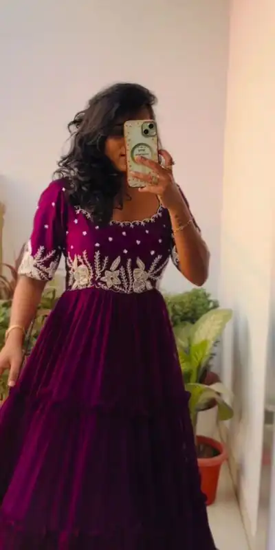 PC 378 Purple Color Fox Georgette Embroidery Thread Gown Casual, Party Wear, Events, Festivals Wear Etc. Expected Delivery 4-6 Working Days @1849/- | Gowns, Bollywood Gowns, Creative Gowns, Designer Gowns, Embroidered Gowns, Party Wear Gowns